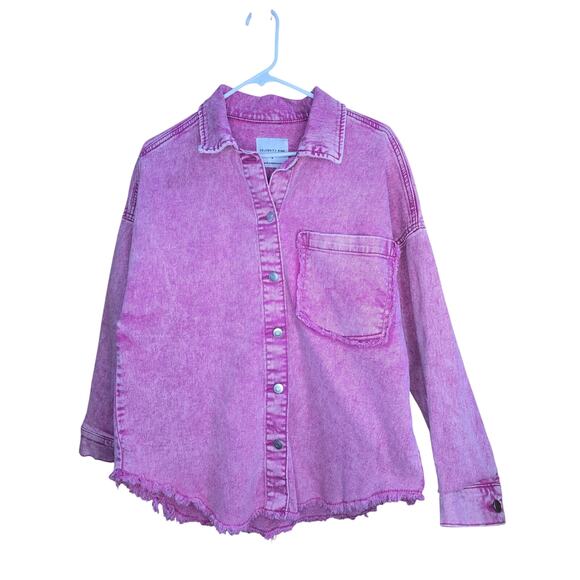 Celebrity Pink Jackets & Blazers - Celebrity Pink Women’s Denim Jacket Coat Top Y2K Frey Curved Hem Small